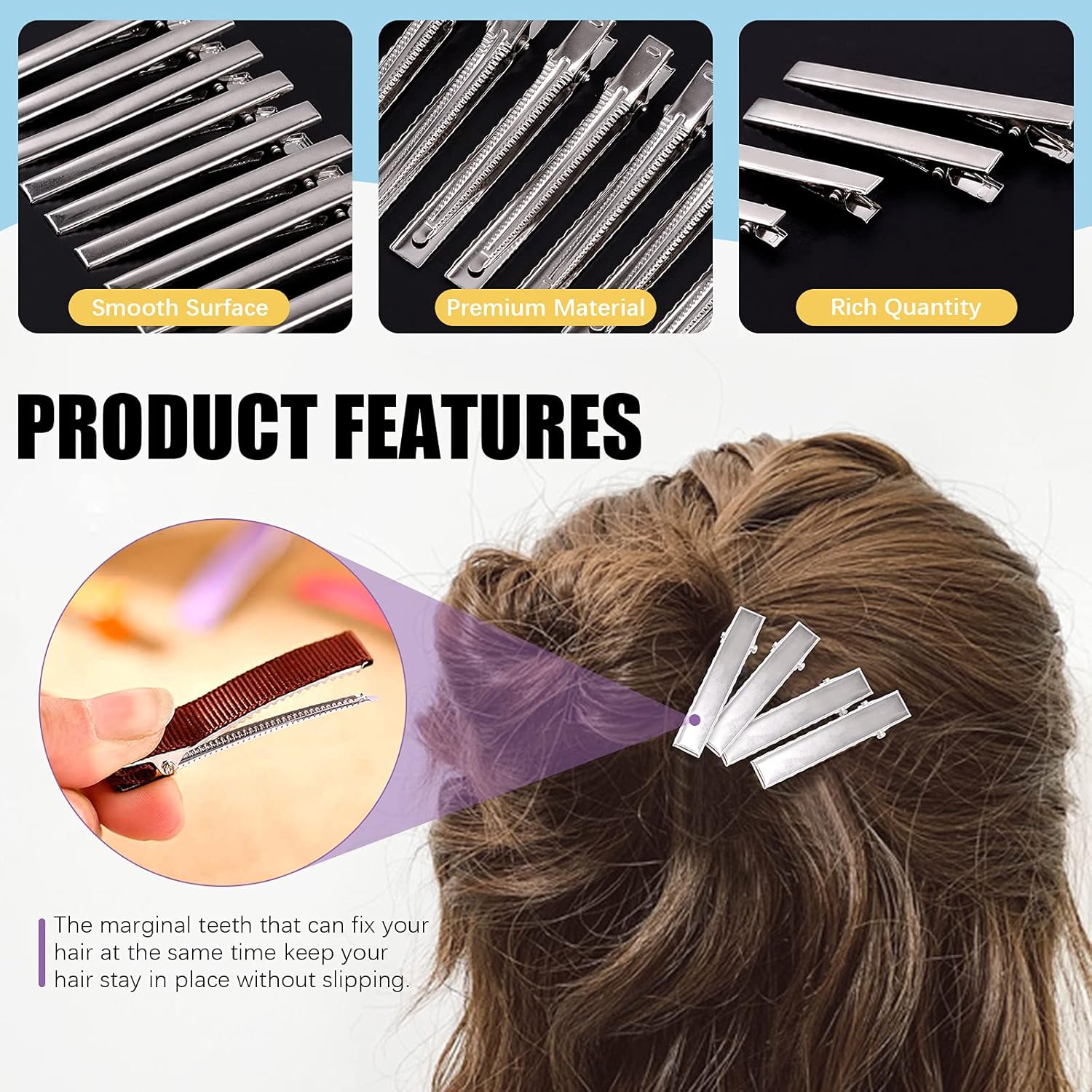 Swpeet 200Pcs 1.26inch - 3.2cm Alligator Hair Clips Kit, Perfect for Metal Duck Bill Hair Clips Flat Top Single Prong Hairpins for Hair Styling DIY Accessories (1.26 Inch)