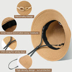 Beach Sun Straw Hats For Women, Upf 50+ Uv Sun Protection Wide Brim Summer Straw Hat Foldable Packable Roll Up Cap