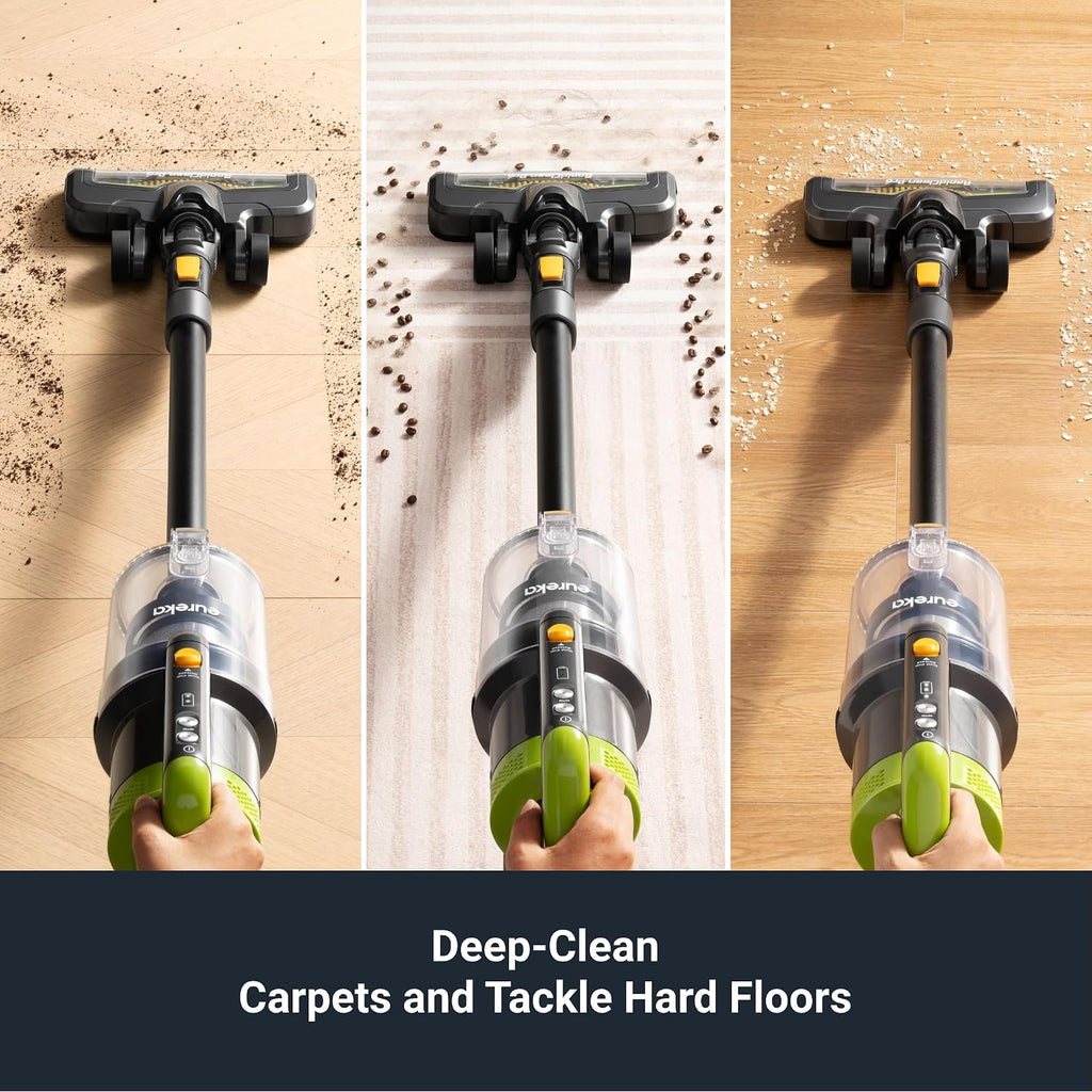 Eureka Rapidclean Pro Cordless Vacuum Cleaner For Hard Floors, Lightweight Stick Vacuum Led Headlights, Convenient Stick And Handheld Vac, Green, Nec285Gr