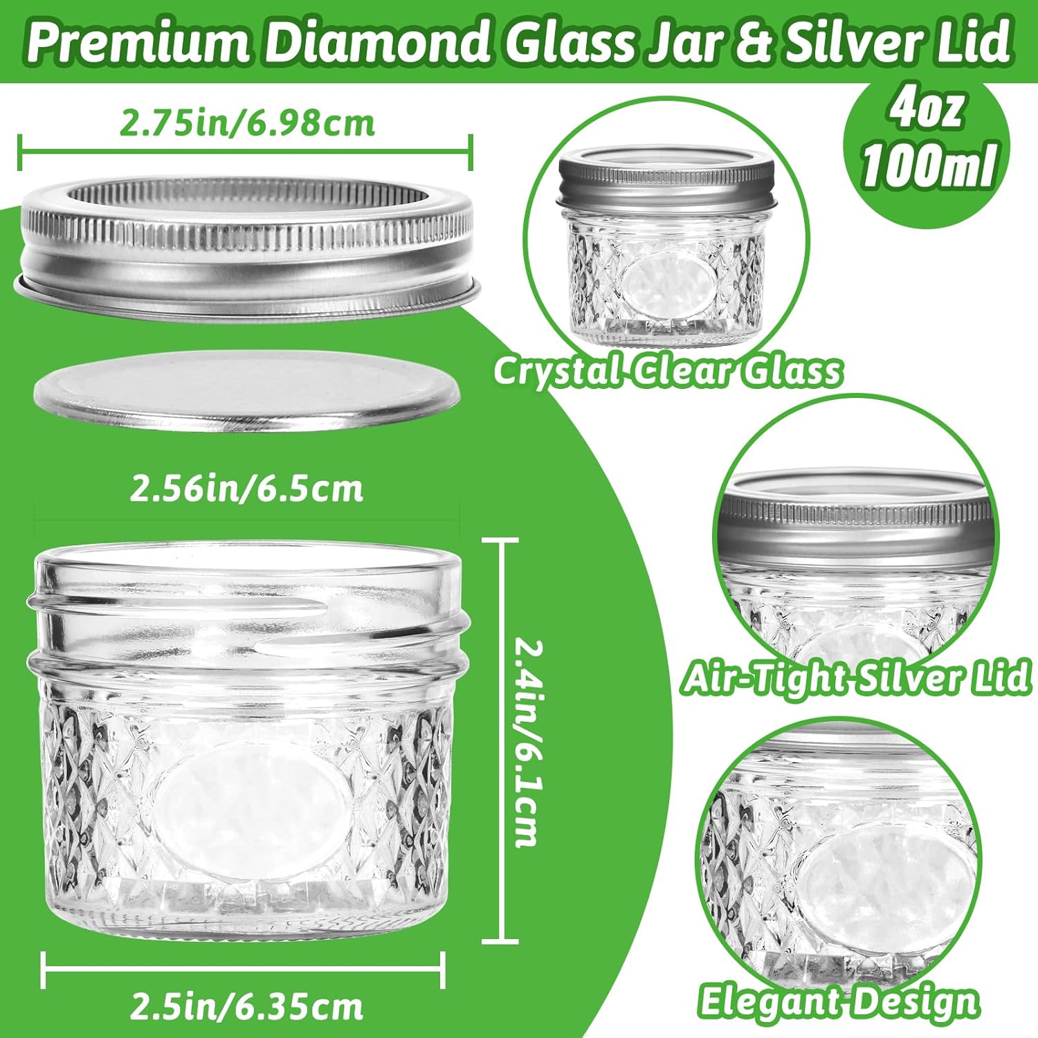 4 oz Glass Mason Jars with Airtight Silver Lids and Bands, 40-Pack with Stickers, Tags & Twines, Mini Canning Jars for Jams, Honey, Spices, Dried Snacks, DIY Crafts, Wedding Favors