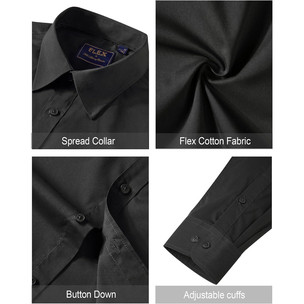 J.Ver Men'S Dress Shirts Stretch Stain Shield Long Sleeve Solid Formal Shirt Business Casual Button Down Shirts