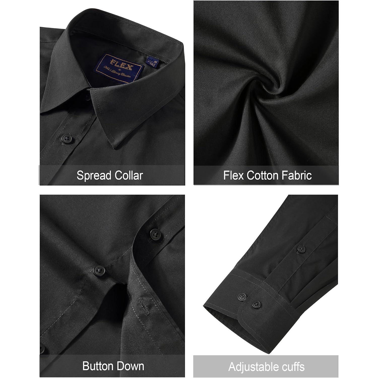 J.Ver Men'S Dress Shirts Stretch Stain Shield Long Sleeve Solid Formal Shirt Business Casual Button Down Shirts