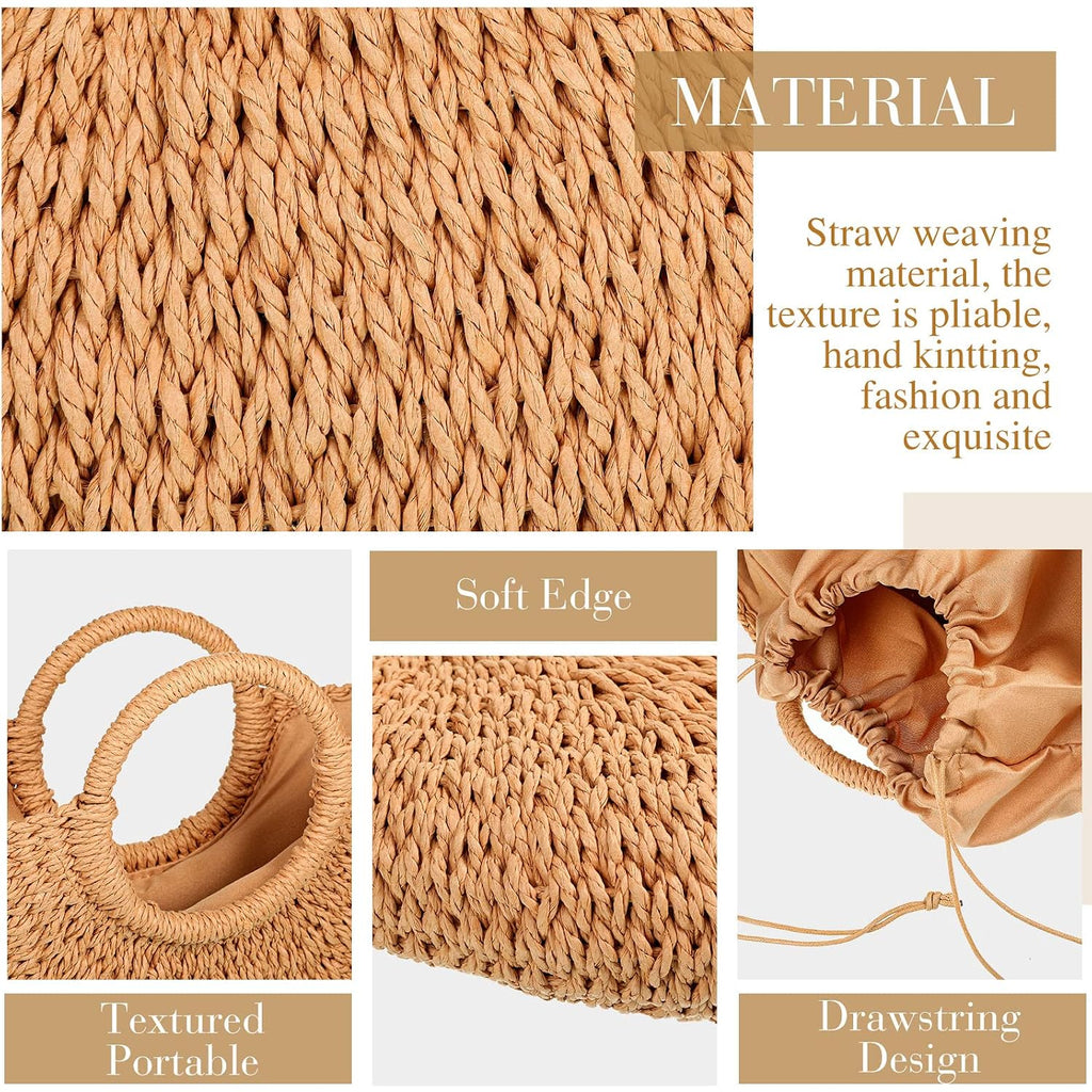 Frienda Straw Tote Bag Summer Beach Bag Handmade Straw Rattan Woven Handbag For Women Travel