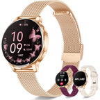 Smart Watches for Women, 1.27″ AMOLED Fitness Tracker with Heart Rate SpO2 Sleep Monitor, 3 Bands, 120+ Sport Modes, Call & Notifications, Smartwatch for Android & iPhone Compatible, 40 mm Rose Gold