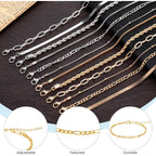 Gold Silver Ankle Bracelets for Women 12 Pcs Cuban Anklet Link Chain Set Multi-layered Wear Boho Bracelet Set Summer Beach Jewelry Accessories