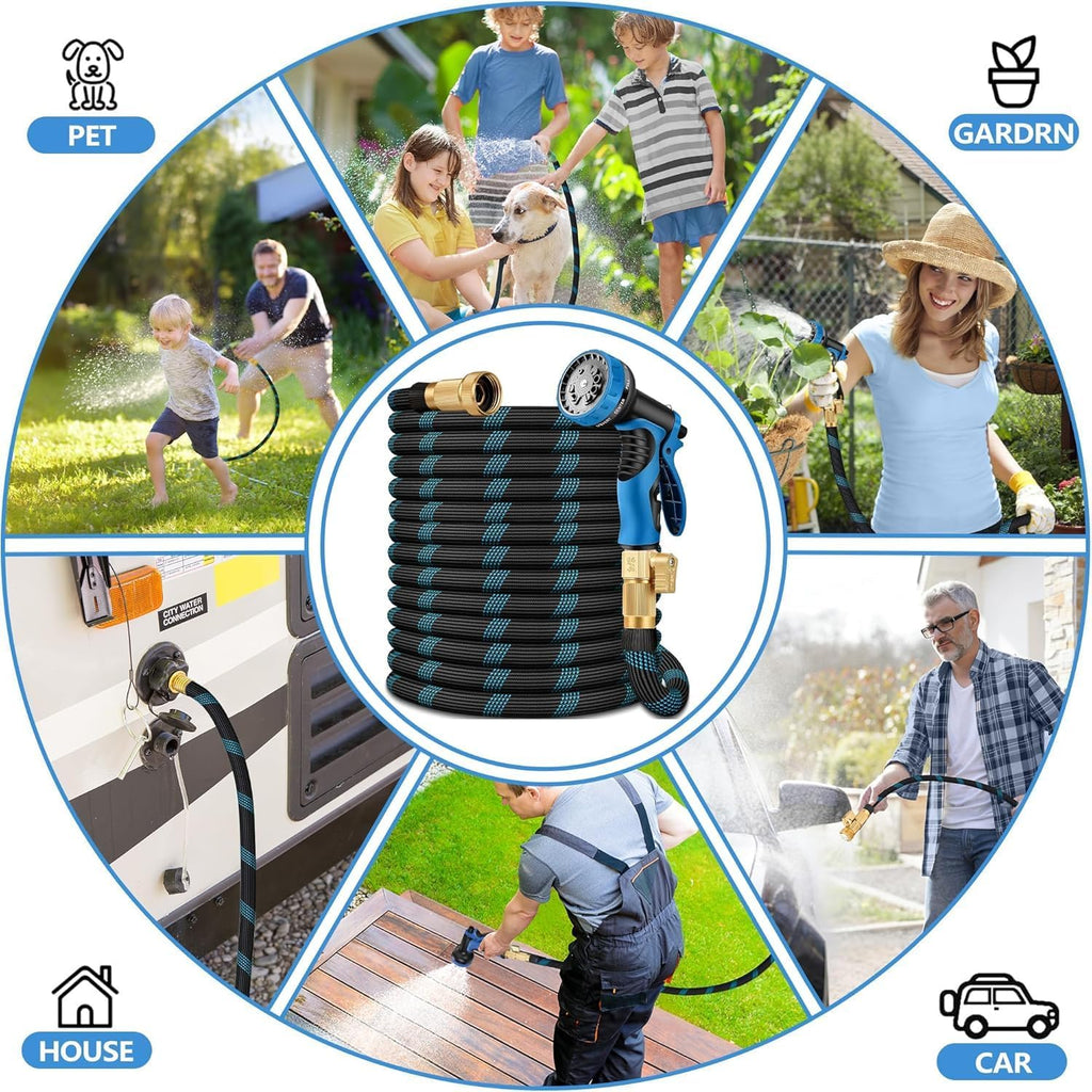 100 Ft Non-Expandable Garden Hose, 2026 New Upgraded Flexible Water Hose, Ultra Lightweight Non-Expanding Hoses With 10 Function Sprayer, Leak Proof, Pressure Resistant For Yard, Outdoor