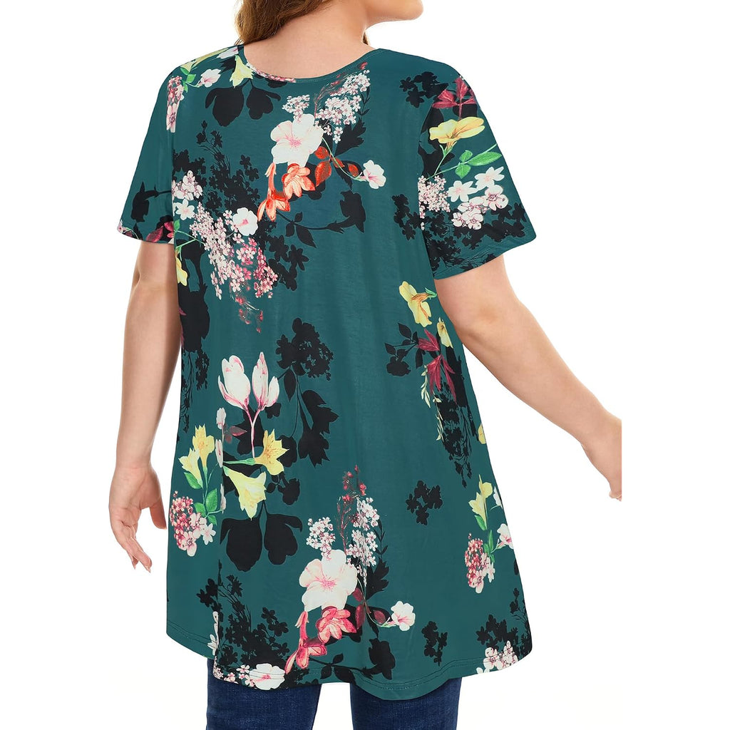 Plus Size Tops for Women Tunic Floral Casual Short Sleeves T Shirts Flowy Blouses 2026