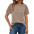 Women's Short Sleeve Shirts Dressy Lace Summer Tops 2026 Spring Trendy Casual T-Shirts Cute Work Outfits Blouses