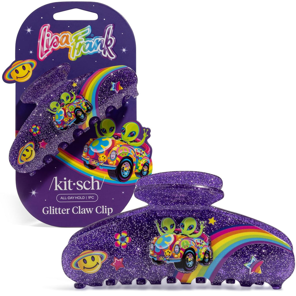 Lisa Frank X Kitsch Purple Glitter Hair Clip For Women – Secure Hold Claw Clip | Sparkly Hair Accessories With Strong Grip | Teens - Zoomer And Zorbit