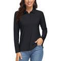 Women's Long Sleeve Polo Shirts UPF 50+ Golf Tops Moisture Wicking Collared Shirt Tennis 3-Button
