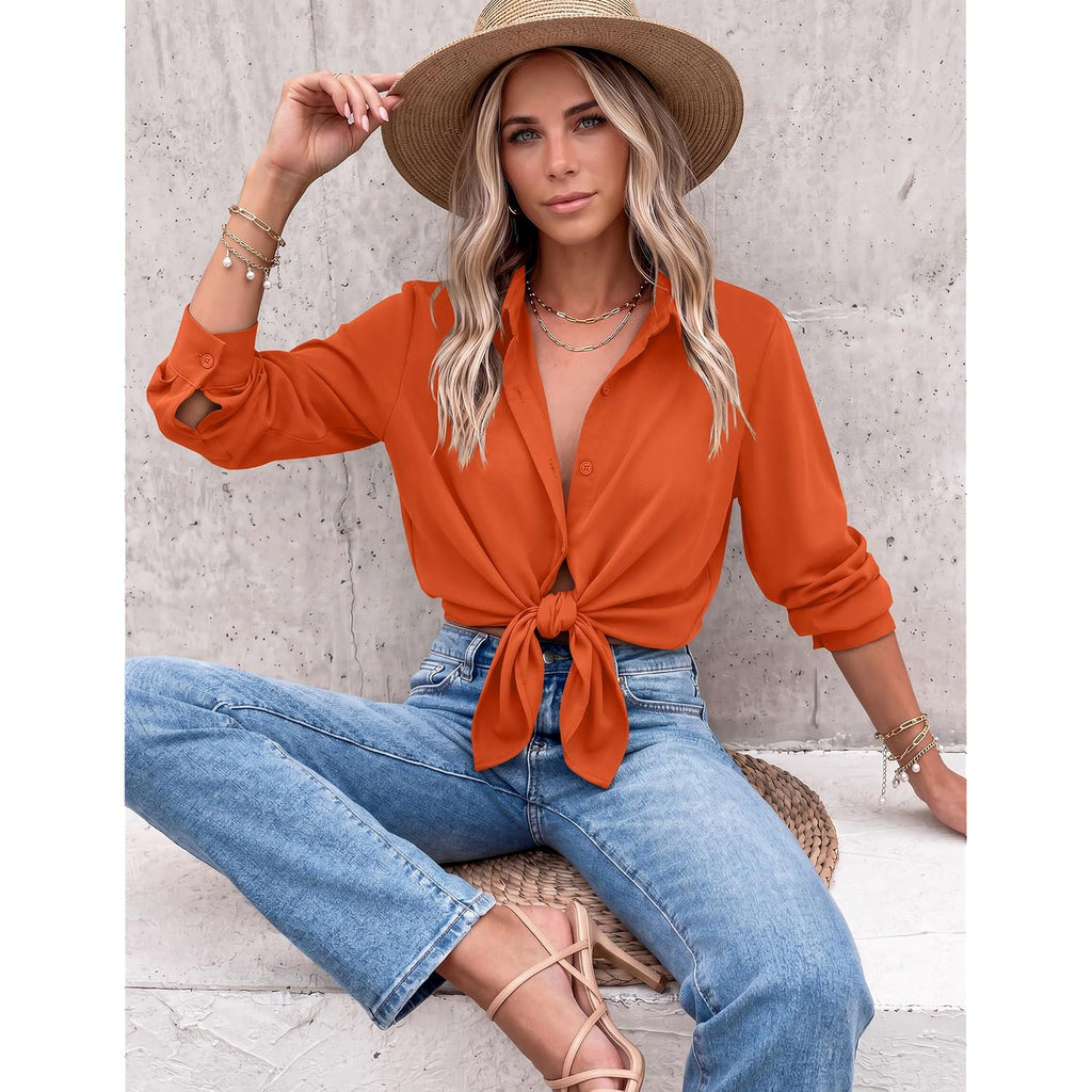 Zeagoo Blouses For Women Dressy Casual Long Sleeve Button Down Shirts Collared Summer Tops Fall Fashion Clothes