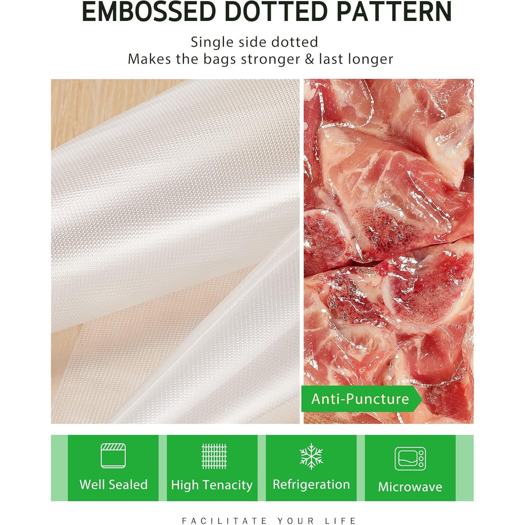 Syntus 11" x 150' Food Vacuum Seal Roll Keeper with Cutter Dispenser, Commercial Grade Vacuum Sealer Bag Rolls, BPA Free Food Vac Bags, Ideal for Storage, Meal Prep and Sous Vide
