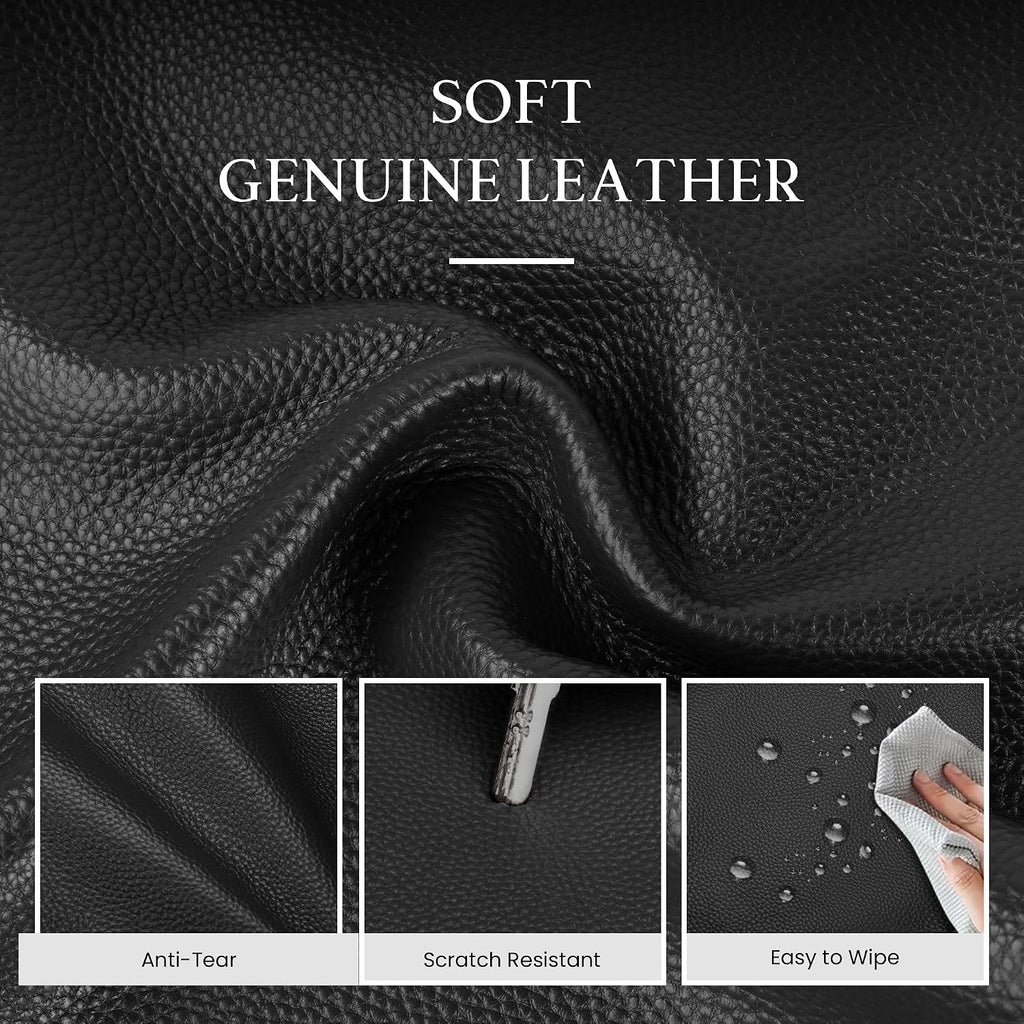 Befen Soft Genuine Leather Tote Bag For Women, Slouchy Casual Zipper Work Tote Shoulder Bags Travel Purse With Cup Holder
