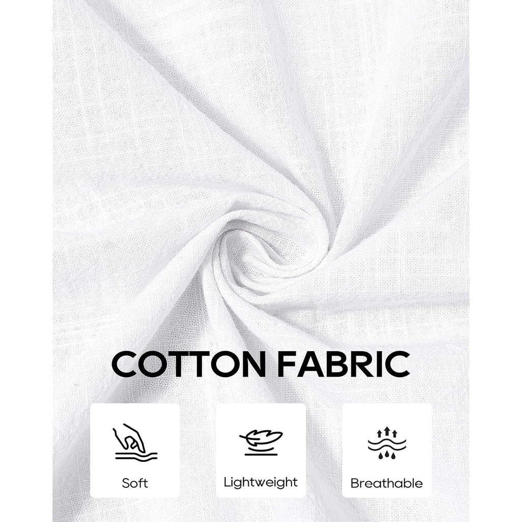 Alimens & Gentle Mens Cotton Linen Textured Shirt Long Sleeve Button Down Shirts Casual Summer Beach Wedding Tops With Pocket