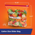 Hefty Slider Gallon Storage Bags, 66 Count, Gallon Size Slider Storage Bags For Storing Food, Bulk Snacks, Travel Toiletries, First Aid Kits, And More, Writable Label, Secure Zip And Click Closure