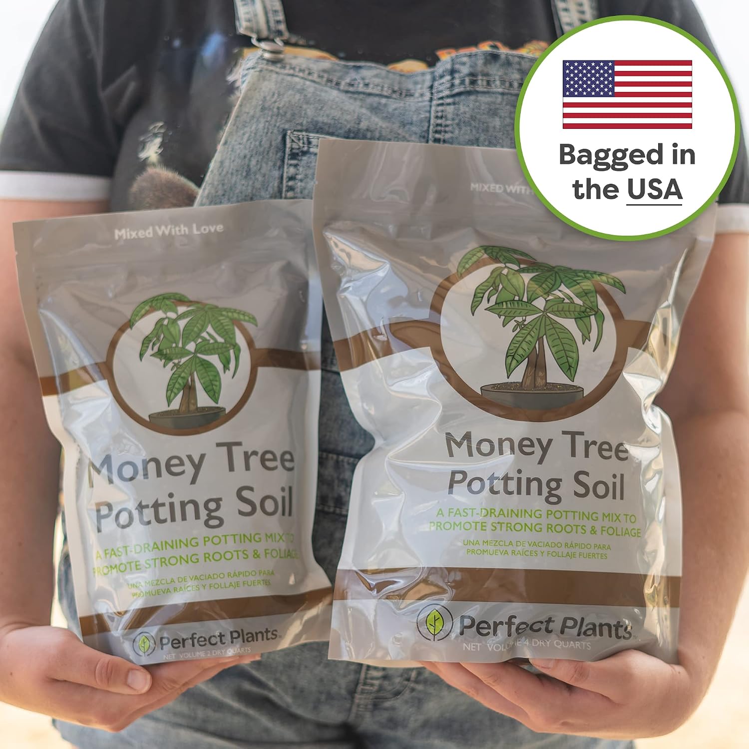 Perfect Plants Money Tree Potting Soil 4Qt | Organic Coco Coir Based Plant Mix For Indoor Trees | Quickly Grow Your Indoor Forest