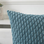 Kevin Textile Throw Pillow Covers Soft Corduroy Decorative Set Of 2 Boho Striped Pillow Covers Pillowcases Farmhouse Home Decor For Couch Bed Sofa Living Room 18X18 Inch Blue Grey