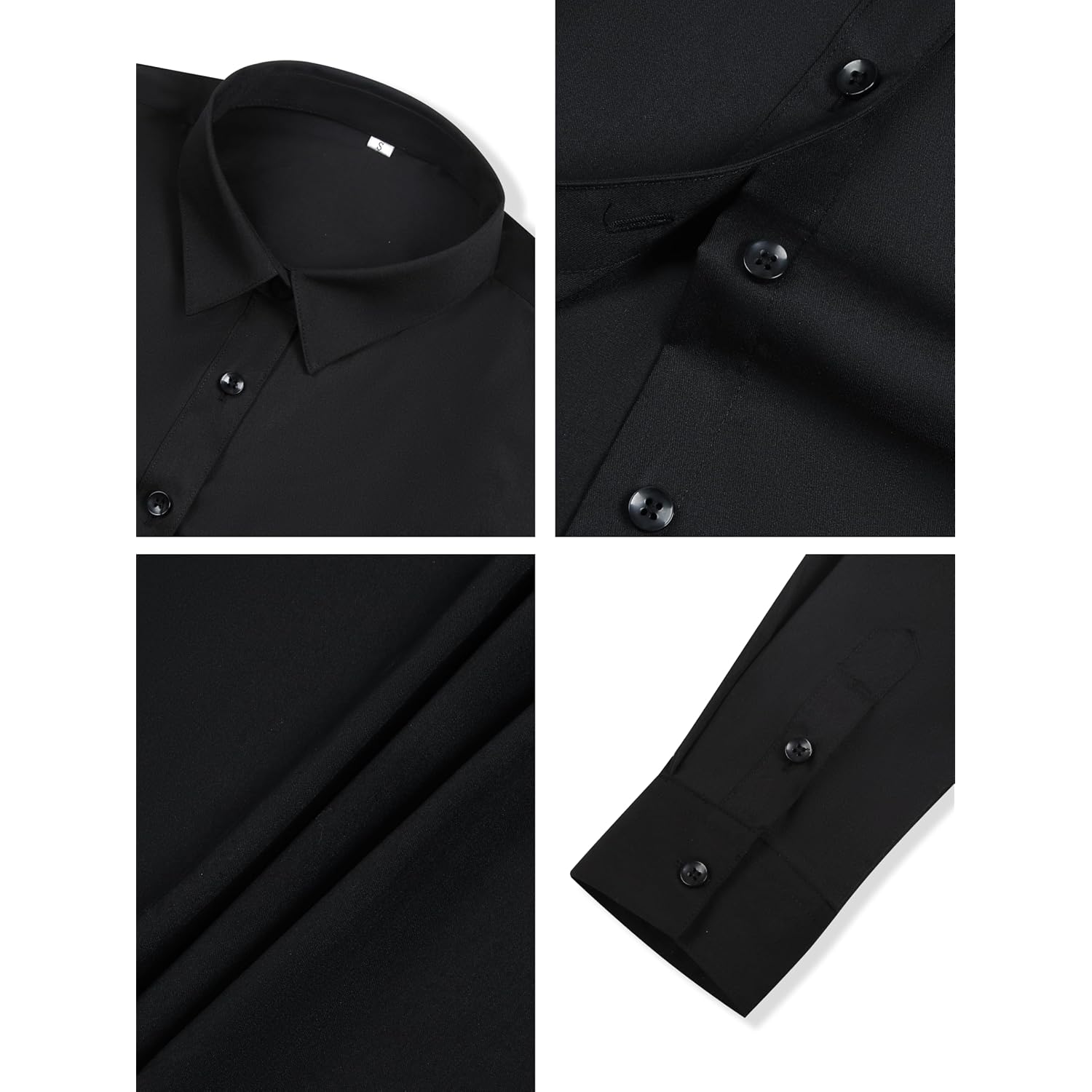 Regular, Petite & Tall XS-6XL Women's Stretch Long Sleeve Button Down Dress Shirts Solid Business Casual Work Blouse