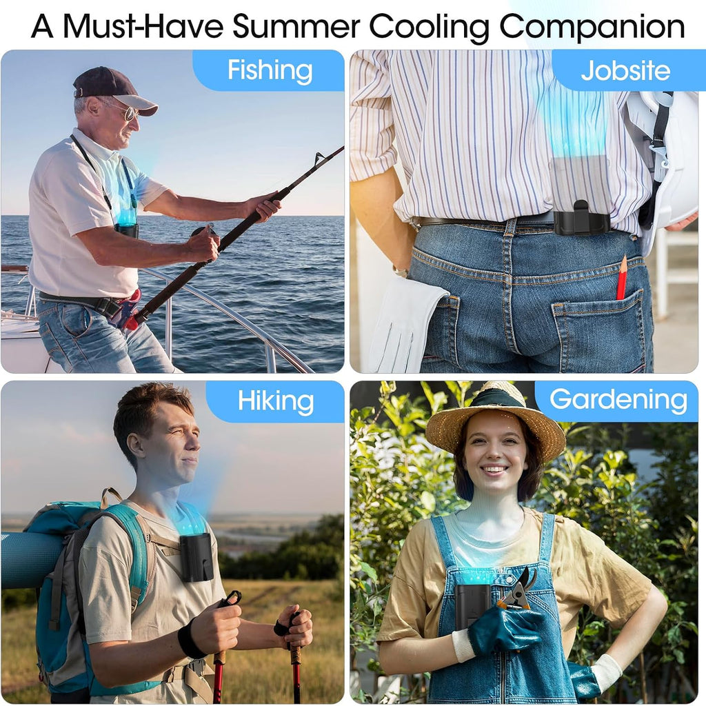 2026 Ai Portable Fan Rechargeable, 4-Speed Strong Airflow, Personal Waist Fan With Up To 25H Of Working Time, Hands-Free Hanging Neck Fan, Wearable Belt Fan For Camping, Outdoor, Jobsite