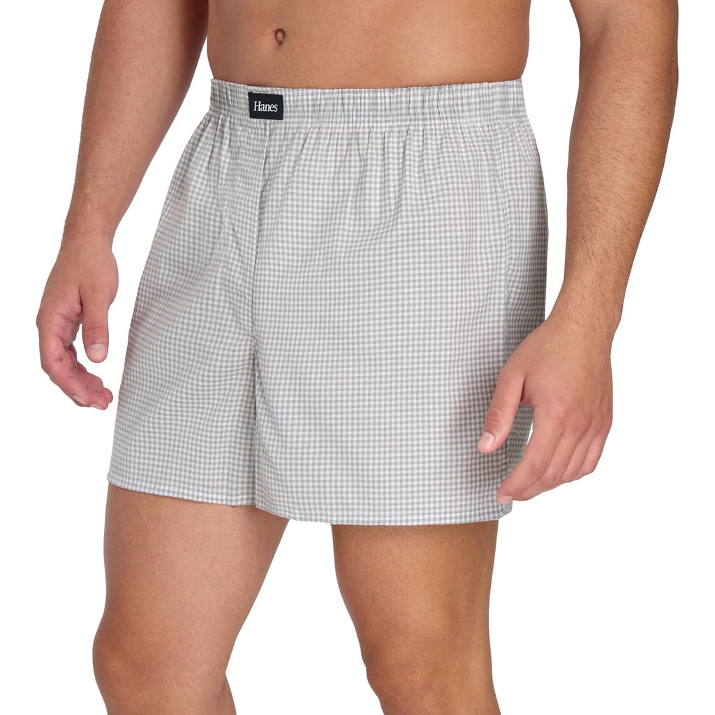 Hanes Men'S Underwear Boxers, Originals Ultimate Cotton-Stretch Woven Moisture-Wicking Multipack Boxer