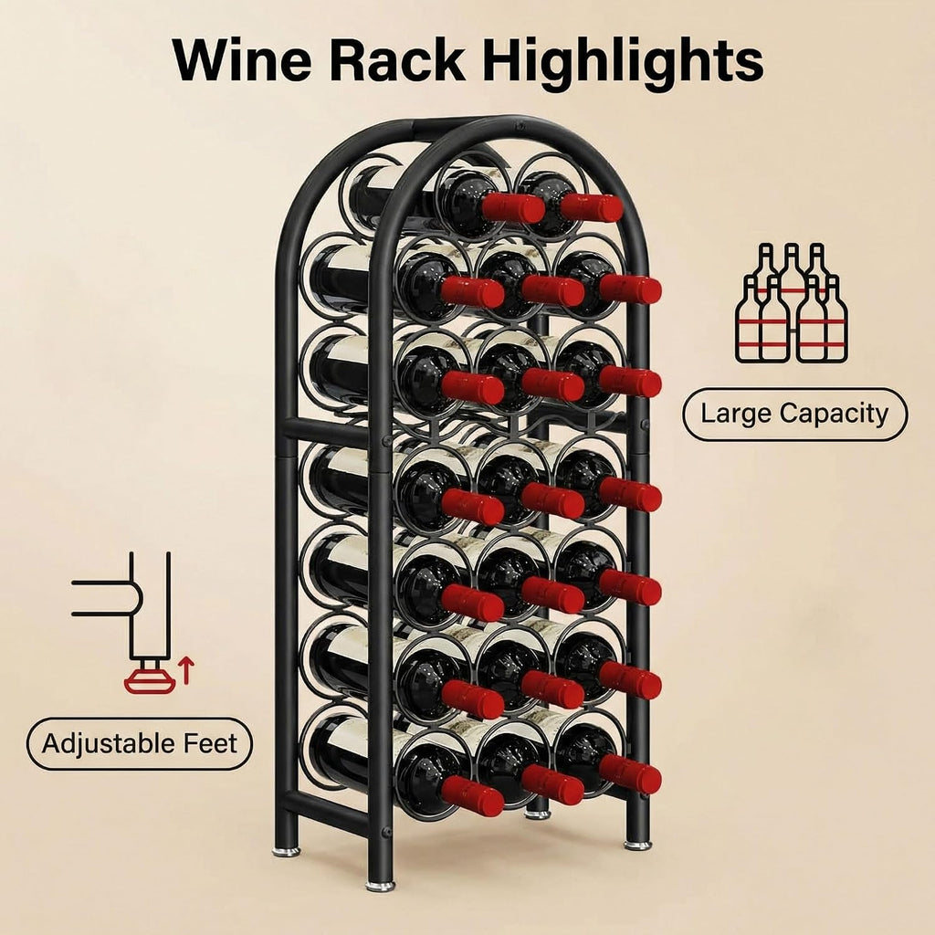 Wine Rack Freestanding Floor 23 Bottle Metal Wine Holder Organizer | Wine Rack Freestanding Floor Large Capacity Wine Storage Organizer For Home Bar Kitchen