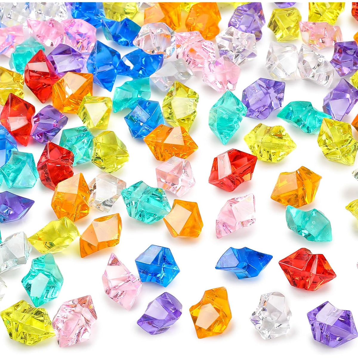 150Pcs Multicolored Acrylic Fake Gems, Crushed Ice Rocks Pirate Treasure Jewels Vase Fillers, Table Scatter, Sensory Bin Filler, Photo Props, Pirate Party Favors Easter Decor