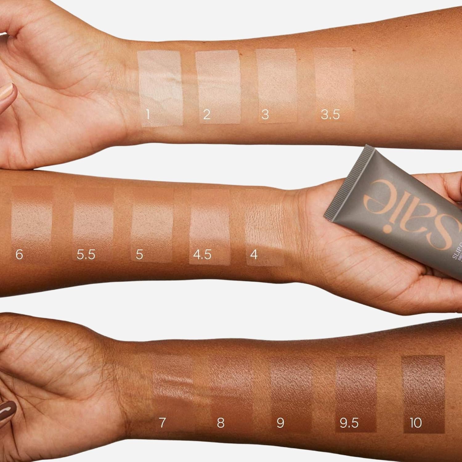 Saie Slip Tint Tinted Moisturizer With Spf 35 - Light Coverage, Glowy Skin Tint & Mineral Sunscreen For Face With Hydrating Hyaluronic Acid - Summer Makeup Essential - Shade Three + Half (1.35 Oz)