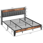 Likimio King Size Bed Frame, Storage Headboard With Charging Station, Solid And Stable, Noise Free, No Box Spring Needed, Easy Assembly