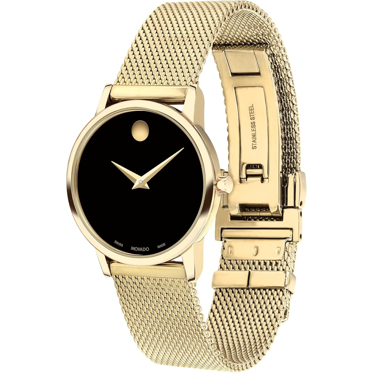 Movado Museum Classic Women'S Watch - Swiss Quartz Movement, Stainless Steel Mesh Bracelet - 3 Atm Water Resistance - Luxury Fashion Timepiece For Her - 28Mm
