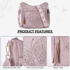KITEVIUN Medium Crossbody Bags for Women Trendy, Women's Butterfly Shoulder Handbags with Tassel