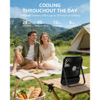 8000Mah 28Hrs Portable Travel Fan With Timer&Light, Ultra-Thin,7In | 28H Max Cooling Time,<42Db Quiet For Sleeping,Cruise Approved,4 Speeds,Led Display,Battery Powered Fan For Hotel Office