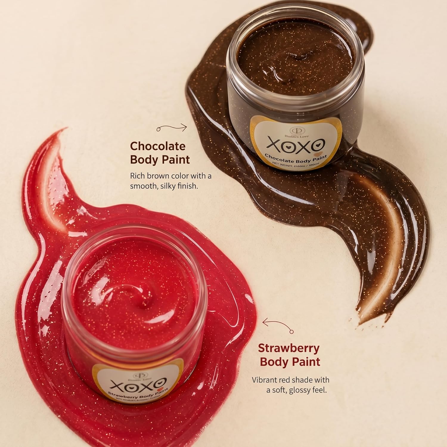 Valentine Day Gift Set - Edible Flavored Body Paints Set for Couples | Stawberry & Chocolate | Pack of 2 – Enhance Fun & Intimacy with Skin-Friendly | Easy-to-Clean (25g x 2) 50gm