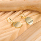 14K Gold Dangle Earrings for Women，Lightweight Circle Disc Coin Geometric Flat Brushed Drop Earrings, Hypoallergenic Leverback Earrings S925 Jewelry
