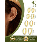 Small Gold Silver Hoop Earrings Set for Women - Hypoallergenic 14K Gold Plated Earring Stack Cartilage Earrings Dainty Huggie Hoops Earrings for Multiple Piercing Lightweight 4Pairs 20G
