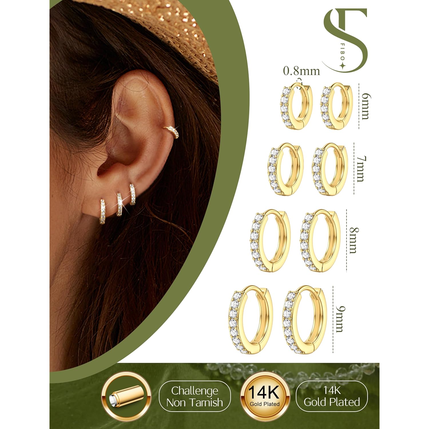 Small Gold Silver Hoop Earrings Set for Women - Hypoallergenic 14K Gold Plated Earring Stack Cartilage Earrings Dainty Huggie Hoops Earrings for Multiple Piercing Lightweight 4Pairs 20G