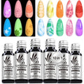 Lavender Violets 6pcs Gel Base and Top Coat Set - Blooming Gel, Glow in the Dark Top Coat, Glossy & Matte Coats, 5 in 1 Builder Base, Non-Acid PH Bond Clear Nail Polish Kit for Manicure C201