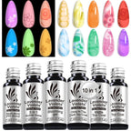 Lavender Violets 6pcs Gel Base and Top Coat Set - Blooming Gel, Glow in the Dark Top Coat, Glossy & Matte Coats, 5 in 1 Builder Base, Non-Acid PH Bond Clear Nail Polish Kit for Manicure C201