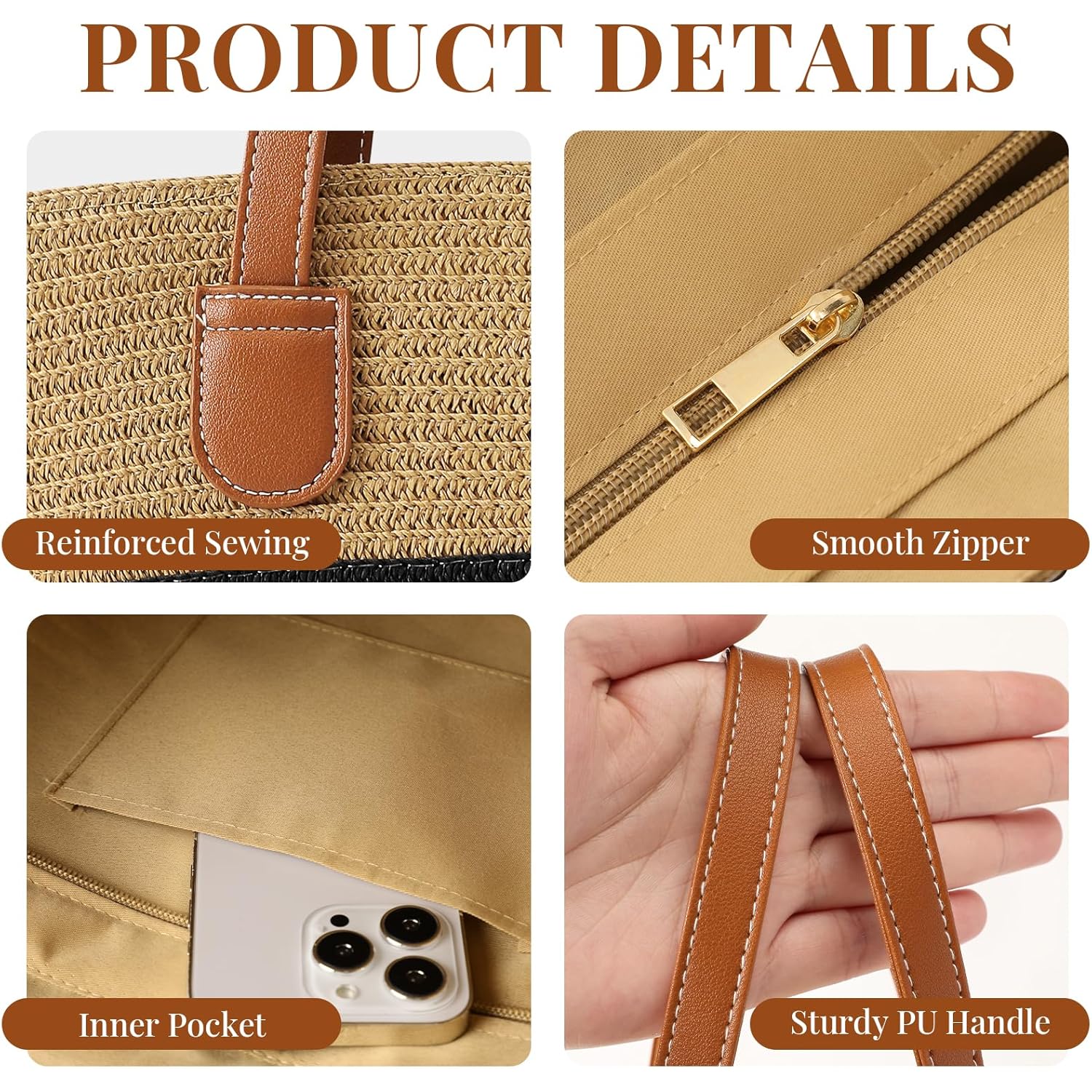 Beach Bags for Women, Summer Straw Beach Bag Straw Purse Shoulder Handbags Large Beach Tote for Summer Vacation