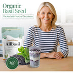 Edible All Basil Seeds 14Oz | Usda Organic, Non-Gmo, Kosher | High Fiber Superfood | Gluten Free, Vegan, Keto, Paleo | Prebiotic | Support Weigth Loss | Ideal For Smoothies, Green Juices & Desserts.