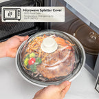 OEC Lighter Weight Tempered Glass Microwave Splatter Cover - 11.5 inch (Inner Diameter 10.6”) - Heat-Resistant -Durable Glass Lid with Vent, Silicone Knob, Dishwasher Safe, 100% Food Grade - BPA Free