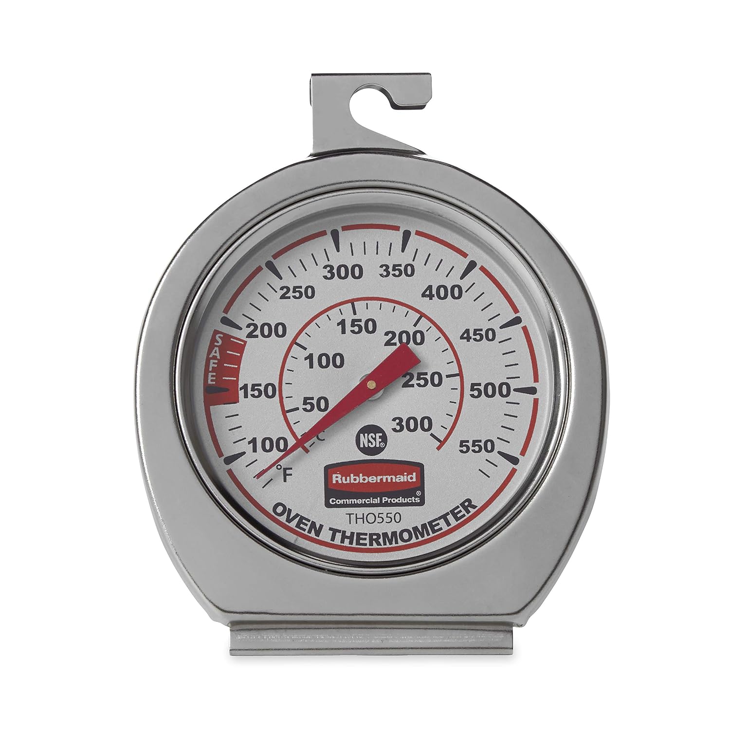Rubbermaid Commercial Products Stainless Steel Monitoring Thermometer, Safe For Inside Oven/Grill/Smoker, 60-580°F Range, Easy To Read Food Thermometer For Food Resturant/Home Cooking