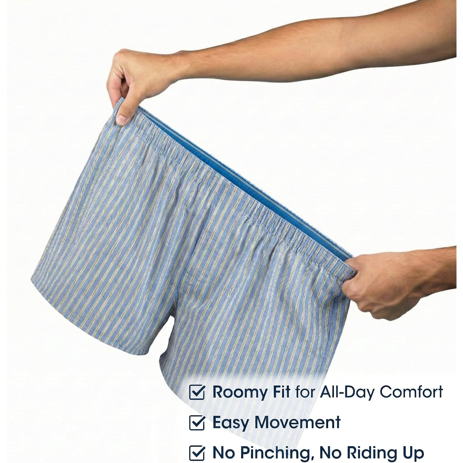 Men’S Woven Boxer Shorts 4-Pack – Stretchy Breathable Fabric, Silky-Feel Luxury Waistband.