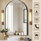 Brightify Arched Mirror, Arched Wall Mirror, 22 X 30 Inch Black Arch Mirror, Metal Frame Black Bathroom Mirror, Arched Top Bathroom Vanity Mirror For Living Room Bedroom Mantel Entryway Hallways