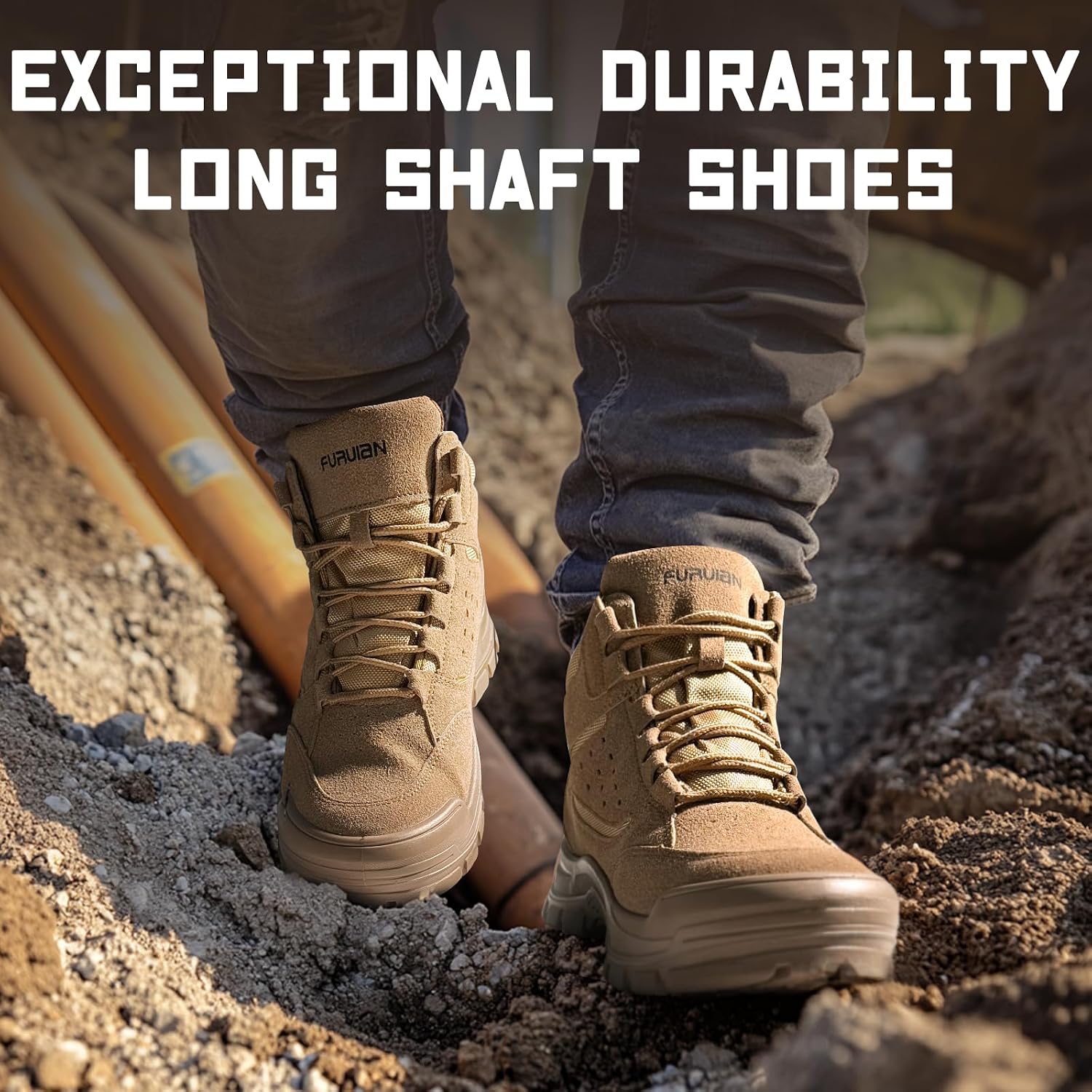 Furuian Steel Toe Boots For Men Women Lightweight Work Boots Pioneer Series | Astm Certificated Safety Shoes, Width Option, Non Slip Rubber Sole, Comfortable Work Shoes For Construction, Warehouse, Yard