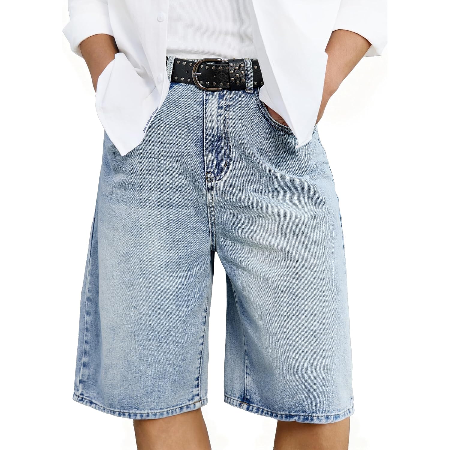 Comdecevis Men'S Baggy Jean Shorts Loose Fit Streetwear Jorts | 75% Cotton, 25% Polyester, Vintage Wash Denim, Breathable And Comfortble, Daily Casual And Outdoor
