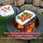 Outvue 36 Inch Fire Pit With 2 Grills, Wood Burning Fire Pits For Outside With Lid, Poker And Round Waterproof Cover, Bbq& Outdoor Firepit & Round Metal Table 3 In 1 For Patio, Picnic, Party