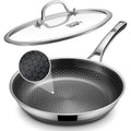Non Stick Frying Pans, 12-inch with Lid, Hybrid Fajita Pans Nonstick,non stick Skillets Stainless Steel, Dishwasher & Oven-Safe, Induction Compatible Cooking Pan, PFOA Free Cookware