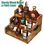 Klm Liquor Bottle Display Shelf, Coffee Syrup Rack Organizer, 3 Step Countertop Liquor Wine Rack, Mini Bar,Liquor Cabinet, Home Retro Bar Shelf Stand For Liquor Whiskey, Spirits