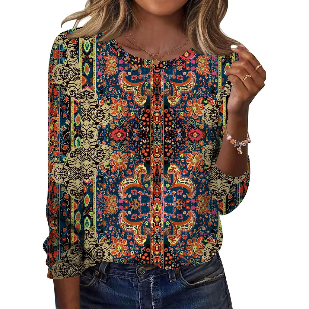 TCOT Women Long Sleeve Crew Neck Tee Tops Trendy Casual Dressy Blouses Spring Clothes Pullover Shirts