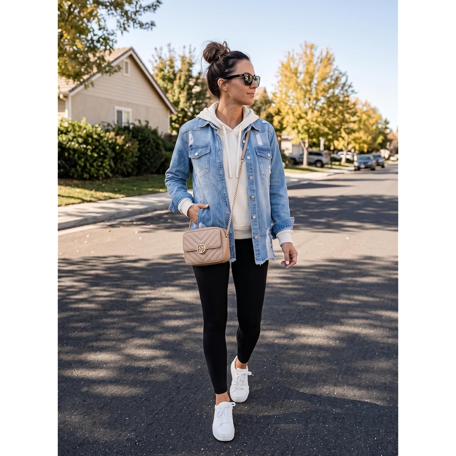 Dokotoo Women'S Oversized Denim Jacket Casual Long Sleeve Denim Shirts Distresse Jean Jacket
